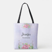 Moderne roze Waterverf Floral Lijst Tote Bag (Achterkant)