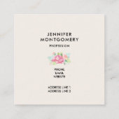 Moderne roze Waterverf Floral Lijst Vierkante Visitekaartje (Achterkant)