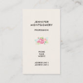 Moderne roze Waterverf Floral Lijst Visitekaartje (Achterkant)