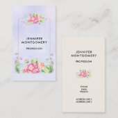 Moderne roze Waterverf Floral Lijst Visitekaartje (Voorkant / Achterkant)