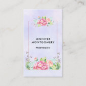 Moderne roze Waterverf Floral Lijst Visitekaartje (Voorkant)