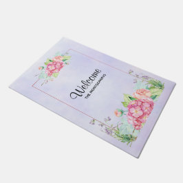Moderne roze Waterverf Floral Lijst Welkom Deurmat