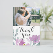 Moderne roze Waterverf Floral Wedding Bedankkaart (Staand voorkant)