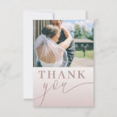 Moderne roze Waterverf Floral Wedding Bedankkaart (Voorkant)