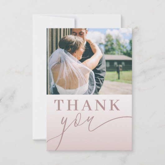 Moderne roze Waterverf Floral Wedding Bedankkaart (Voorkant)