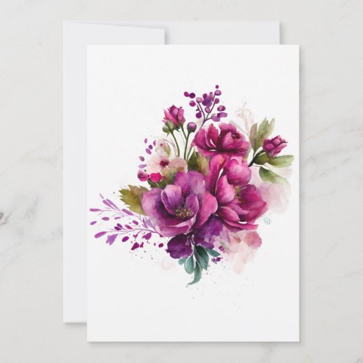 Moderne roze Waterverf Floral Wedding Save The Date (Achterkant)