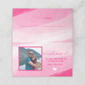 Moderne roze Waterverf foto bruiloft gevouwen Plaatskaartje (Buitenkant ongevouwen)