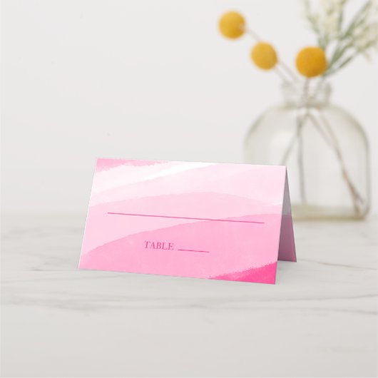 Moderne roze Waterverf foto bruiloft gevouwen Plaatskaartje (Achterkant)