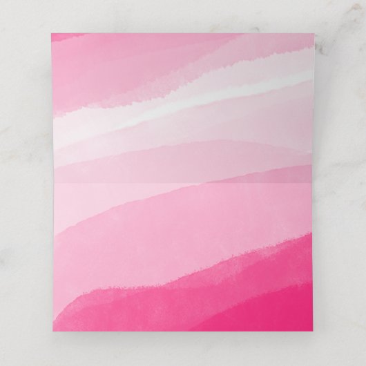 Moderne roze Waterverf foto bruiloft gevouwen Plaatskaartje (Binnenkant ongevouwen)
