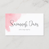 Moderne roze waterverf fotografie visitekaartje (Voorkant)