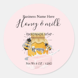 Moderne roze Waterverf Honey and Milk Soap Ronde Sticker