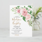 Moderne roze Waterverf huwelijksuitnodiging Kaart (Staand voorkant)