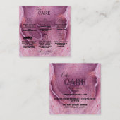 Moderne roze Waterverf Inkt Cake Care Vierkante Visitekaartje (Voorkant / Achterkant)