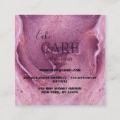 Moderne roze Waterverf Inkt Cake Care Vierkante Visitekaartje (Achterkant)
