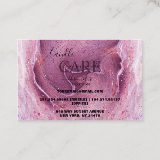 Moderne roze Waterverf-inktkaarszorg Visitekaartje (Achterkant)