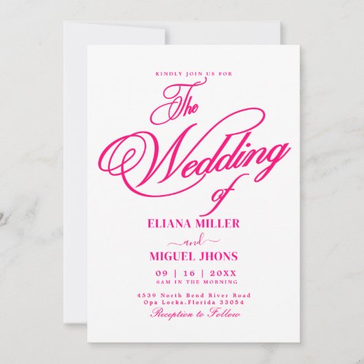 Moderne, roze waterverf kleurrijke lentbruiloft kaart (Voorkant)