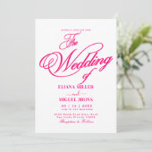 Moderne, roze waterverf kleurrijke lentbruiloft kaart (Staand voorkant)