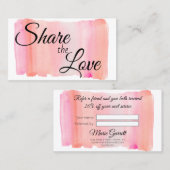 Moderne roze Waterverf penseel lijn Deel de liefde Aanbevelingskaartje (Voorkant / Achterkant)