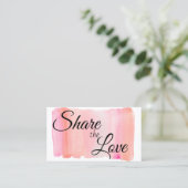 Moderne roze Waterverf penseel lijn Deel de liefde Aanbevelingskaartje (Staand voorkant)