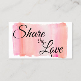 Moderne roze Waterverf penseel lijn Deel de liefde Aanbevelingskaartje