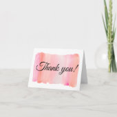 Moderne roze Waterverf penseelstreek Bedankkaart (Voorkant)