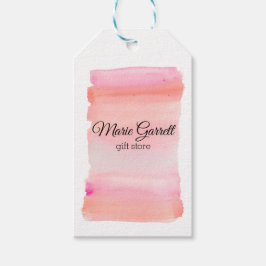 Moderne roze Waterverf penseelstreek Cadeaulabel