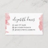 Moderne roze waterverf penseelstreek make-up artis visitekaartje (Achterkant)