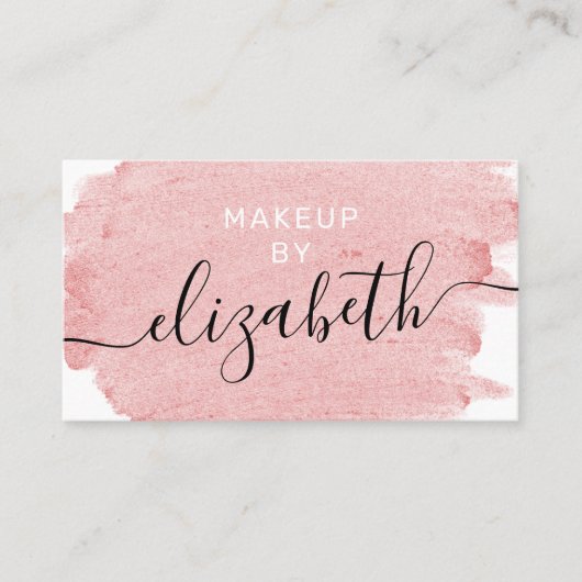 Moderne roze waterverf penseelstreek make-up artis visitekaartje (Voorkant)