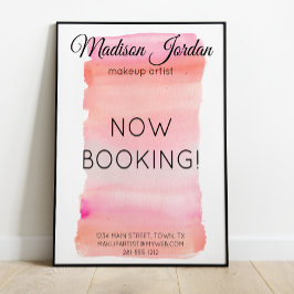 Moderne roze Waterverf penseelstreek Poster