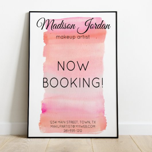 Moderne roze Waterverf penseelstreek Poster