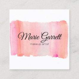 Moderne roze Waterverf penseelstreek Vierkante Visitekaartje