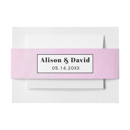 Moderne roze waterverf penseelstreken bruiloft uitnodigingen wikkel (Voorkant Voorbeeld)