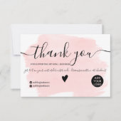 Moderne roze waterverf penseelvolgorde bedankt kaart (Voorkant)