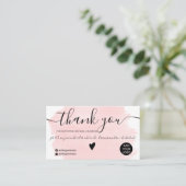 Moderne roze waterverf penseelvolgorde bedankt visitekaartje (Staand voorkant)