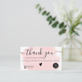 Moderne roze waterverf penseelvolgorde bedankt visitekaartje (Staand voorkant)