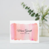 Moderne roze Waterverf penseelweergave Briefkaart (Staand voorkant)