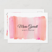 Moderne roze Waterverf penseelweergave Briefkaart (Voorkant / Achterkant)