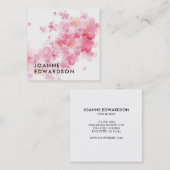 Moderne roze waterverf professional vierkante visitekaartje (Voorkant / Achterkant)