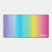  Moderne Roze Waterverf Regenboog Naam Bureaumat (Voorkant)
