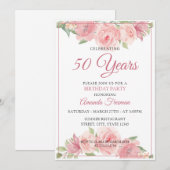 Moderne roze Waterverf Rozen Moederdag Kaart (Voorkant / Achterkant)