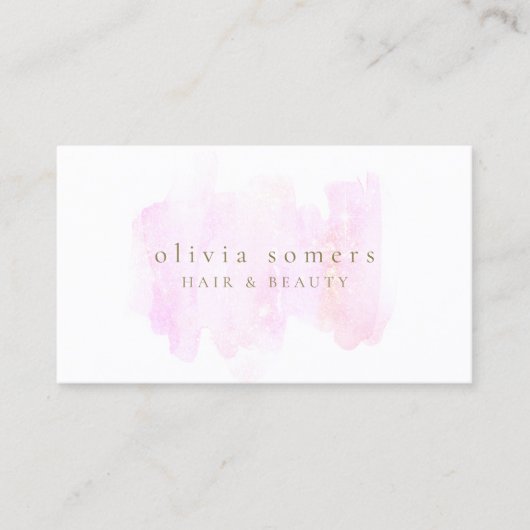 Moderne, roze Waterverf schoonheid Visitekaartje (Voorkant)