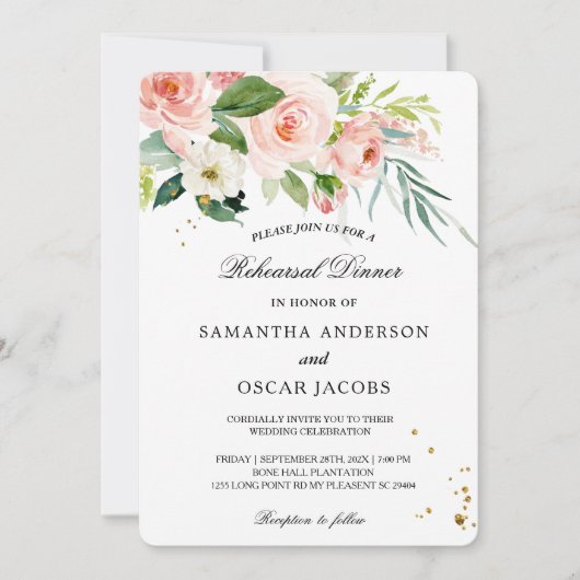 Moderne roze Waterverf schoonheidsbloemen en blade Kaart (Voorkant)