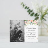 Moderne roze Waterverf schoonheidsbloemen en goude Aankondigingskaart (Staand voorkant)