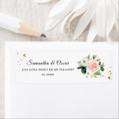 Moderne roze Waterverf schoonheidsbloemen en goude Etiket (Insitu)