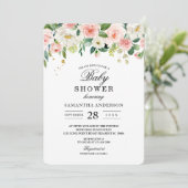 Moderne roze Waterverf schoonheidsbloemen en goude Kaart (Staand voorkant)