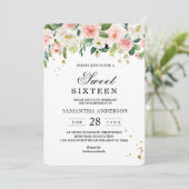 Moderne roze Waterverf schoonheidsbloemen en goude Kaart (Staand voorkant)