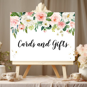 Moderne roze Waterverf schoonheidsbloemen en goude Poster