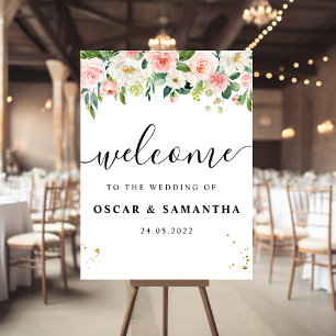 Moderne roze Waterverf schoonheidsbloemen en goude Poster