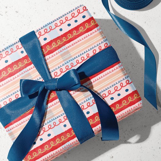 Moderne roze Waterverf snoepriem stripe Pset Cadeaupapier