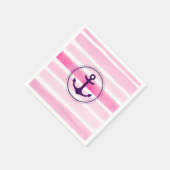 Moderne Roze Waterverf Strepen Paarse Anker Servet (Hoek)